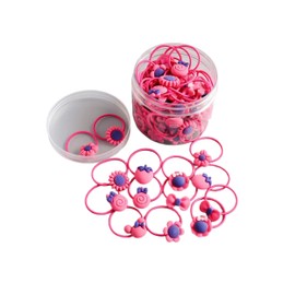 Hair Bobbles for Girls, Rubber Bands for Newborns, Kids Hair Ties, Thin Ropes, Ponytail Holders for Toddlers, Elastic Hair Bands with Cute Cartoons (45 Pieces Dark Pink Beach)