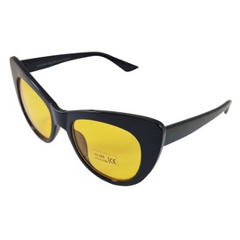 Komonee Oversized Cat Eye Sunglasses Black Frame Orange Lens Tint Glasses Designer Ladies Womens UV400 Protection Classic Retro Shades