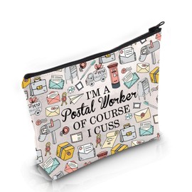 VAMSII Mail Carrier Thank You Gift I'm A Postal Worker Of Course I Cuss Makeup Bag Postal Worker Cosmetic Bag Mail Lady Post Office Gift (Postal Worker Of Course I Cuss M)