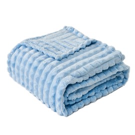 FY FIBER HOUSE Throw Blanket for Couch Soft Warm Fuzzy Blankets for Sofa All Season Use, 50x60 Inches, Blue