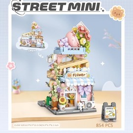 MEIEST Mini City Shop Street View - Juego de modelos de bloques de construcción, simulación de animales, colección de arquitectura, partículas, constr