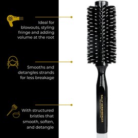 SALLY HERSHBERGER Medium Round Brush for Men & Women - Premium, Salon-Tested, Volumizing and Smoothing Barrel Hair Brush - For Styling & Blow Drying Thick Through Fine Hair - Boar Bristle Design - 1pc