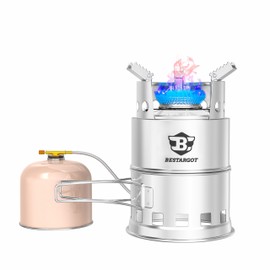 Bestargot Hobo Stove - Stainless Steel Wood Stove and Gas Camping Stove, Mini Outdoor Oven for Camping, Survival and Bushcraft