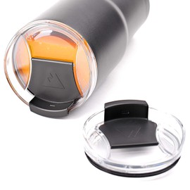 DSCVR 2-Piece Enhanced Tumbler Replacement Lid - Spill Proof, Shatter Resistant, Perfect Fit, Clear Cup Lids - Compatible with YETI Rambler, Ozark Trails (20 oz., Black)