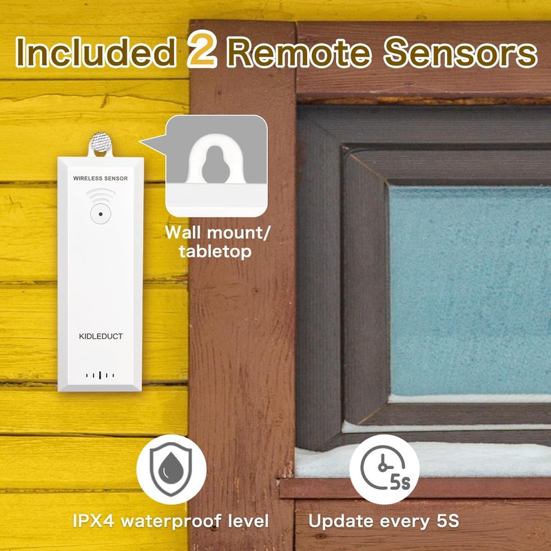 KIDLEDUCT Indoor Outdoor Thermometer Wireless Battery Powered, High Precision Inside