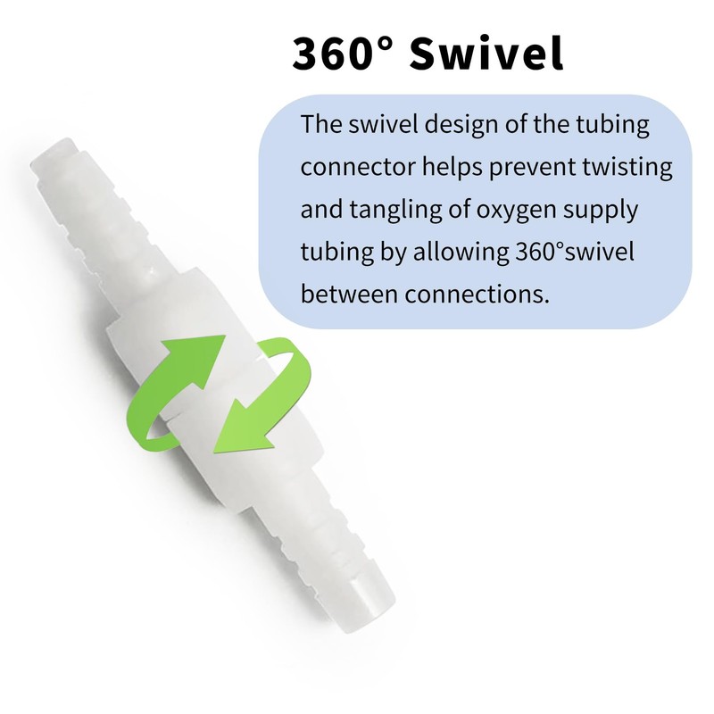 12 feet Retractable Oxygen Tubing for Oxygen, with 360°Swivel Connector