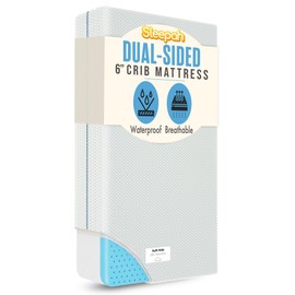 Sleepah 6" Crib & Toddler Bed Mattress Dual Sided (Firm & Plush) Cooling Memory Foam – Waterproof Washable Breathable Soft Cotton Fabric – CertiPUR Baby Mattresses - for Baby & Toddlers (Blue)