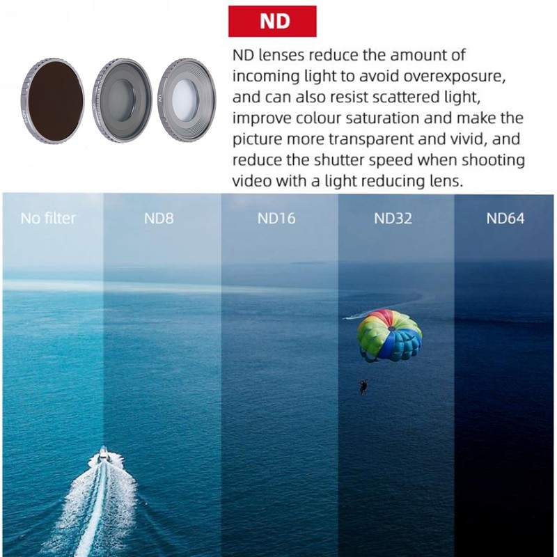 3pcs Camera ND Filter Kit UV CPL ND16 Action Camera