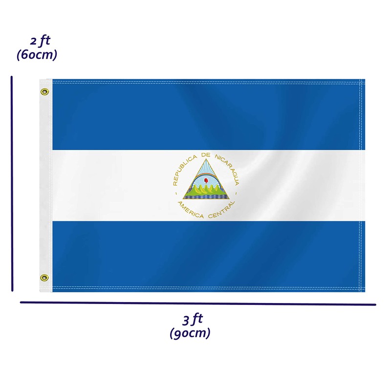 2×3 FT Nicaragua Flag,Medium 60×90 CM Nicaraguan Outdoor Banner,100D Decor,Doube