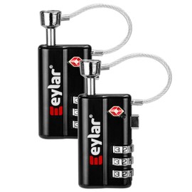 Eylar TSA Approved 3 Digit Combination Lock with Cable, Durable Single Shaft Bolt Design for Hard Gear Cases (2 Pack)