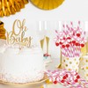 Pink and White Striped Bow Cherry Paper Straws, 50 Pack