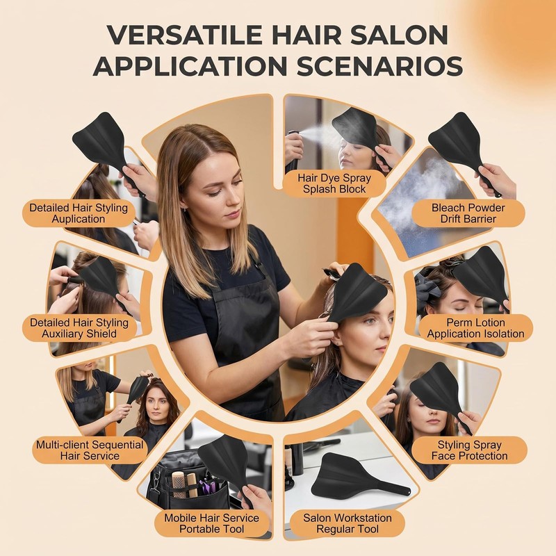 ASTRQLE Black Plastic Barber Salon Face Shield, Hand-Held Hairspray Shield,