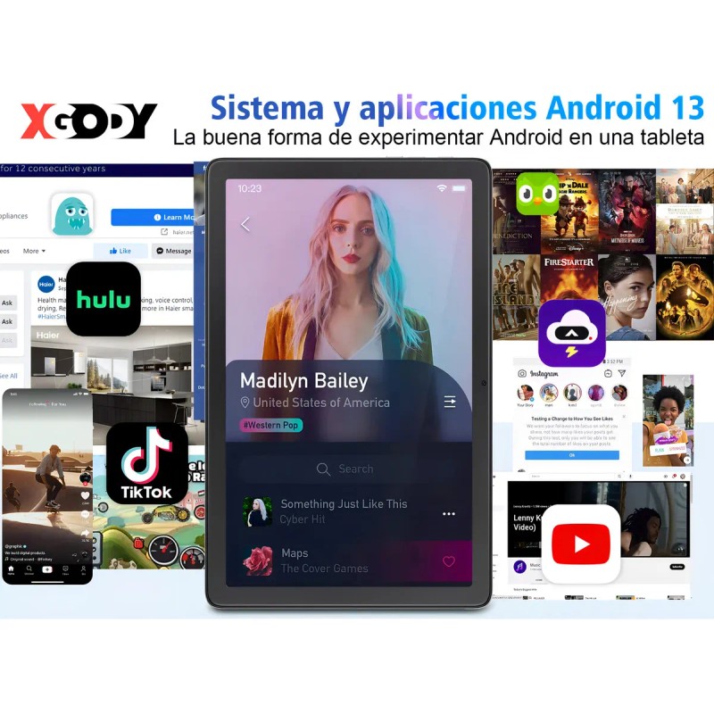 Funda de bolígrafo Xgody Android 13 Ram c/teclado Tablet 10