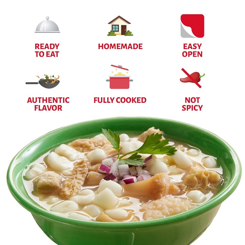 Chata Mexican White Menudo, Beef Belly Stew with Hominy Corn,