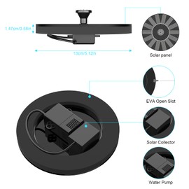 Solar Fountain Pump, Upgrade 1W Solar Fountain for Bird Bath with 6 Nozzle, Floating Solar Powered Water Fountain Pump for Bird Bath, Garden, Pond, Pool, Outdoor