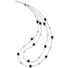 COOLSTEELANDBEYOND Black Statement Necklace Two-Strand Long Chains with Transparent Crystal