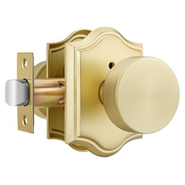 Haidms Gold Door Knobs Interior, Heavy Duty Brushed Gold Door Knobs with Lock, Interior Door Knob for Bedroom and Bathroom, Zinc Alloy Brass Privacy Doorknob 1 Pack