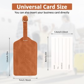 1 Pack Luggage Tag, PU Leather Suitcase Tags Identifiers Privacy Cover ID Label for Travel Bag Suitcase with 2 Pack Luggage Straps for Hats, Bags and Travel Accessories(L-Brown)