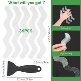SLIP TO DASH 36 PCS Bathtub Non Slip Stickers, Anti Slip Shower Stickers, Shower Non Slip Stickers with Scraper for Bath Tub, Shower Floor, Stairs, Ladders