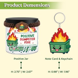 60 Positive Dumpster Fire Cards Jar with Bracelet and Keychain Dumpster Fire, Affirmation Cards for Teens, Emotional Support Dumpster Fire Desk Accessories, Inspirational Gifts for Women
