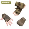 HYCOPROT Fingerless Gloves, Knuckle Protective Breathable Lightweight Outdoor Gloves for