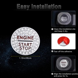 PIFOOG Bling Push to Start Button Cover Fit for Ford Maverick 2025 2024 2023 2022 Accessories Glitter Engine Start Stop Switch Decal Sticker Crystal Car Interior Decor Trim Metal 1PC