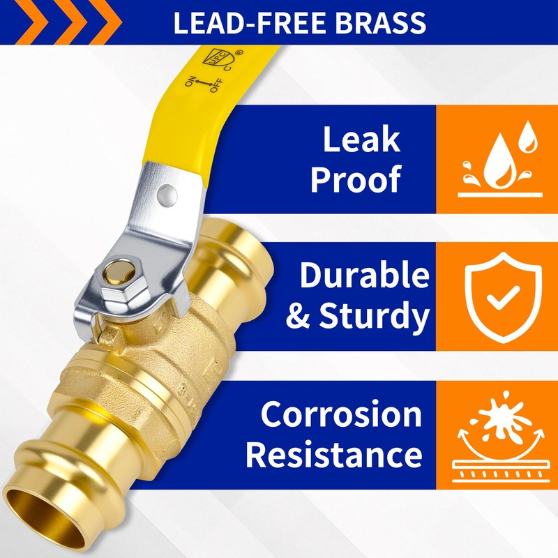 (Znkiok 2 Pack)3/4" Press Ball Valve Heavy Duty,3/4 Inch Brass