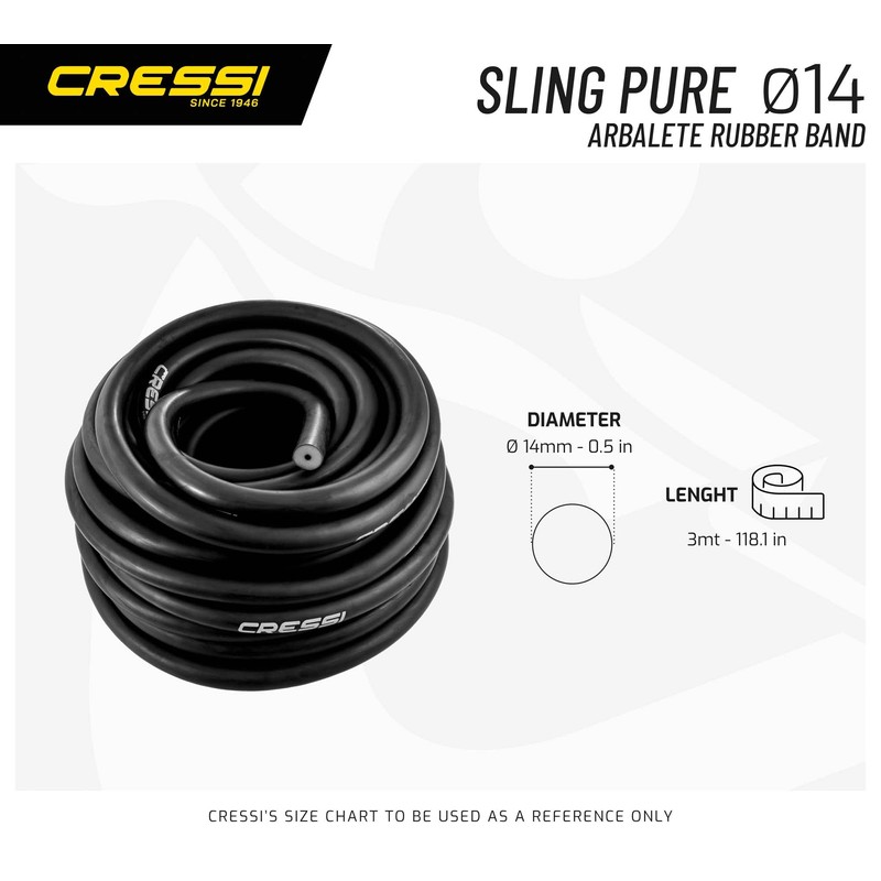 Cressi Pure Rubber Band Roll,Black,14x3000 mm