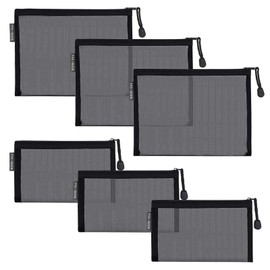 besharppin Mesh Makeup Pouch, 6-Pack Makeup Pouch, Cosmetic Storage, Small Items, For Business Trips, Travel (Black)