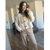 Flygo Cropped Cardigan Sweaters for Women Long Sleeve Cable Knit