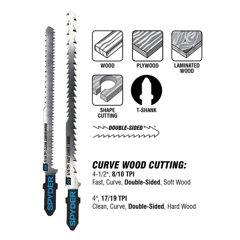Spyder 300037 Jig Saw Variety Pack, T-Shank, 8-Piece,Silver