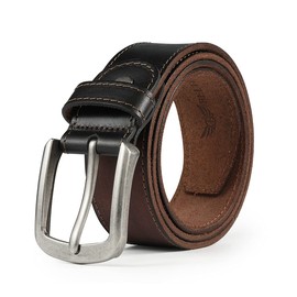 BELTER Men's Leather Belt Genuine Buffalo Leather 3.8 cm Wide, brown