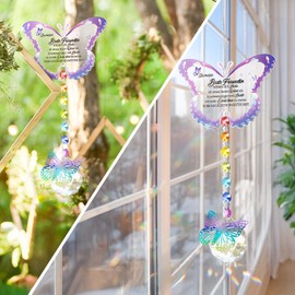 Focxoio Gifts for Girlfriend, Butterfly Crystal Suncatcher Pendant, Girlfriends Birthday, Birthday Gifts with Card, Meaningful Gifts for Best Friend