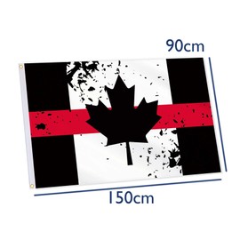 Black Canada Thin Red Line Splash Ink Flag,3x5 FT Honoring Fire Department Officer Firefighter Flag,36x60 Inch Large Double-Printed Durable 150D Thick Polyester Decorations with 2 Brass Grommet