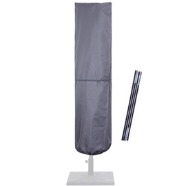 SUPERJARE Updated Patio Umbrella Cover with Rod for 7 to 11 Ft Umbrellas & 15 Ft Double-Sided Umbrellas, 600D Protective Waterproof Cover with Zipper, Gray