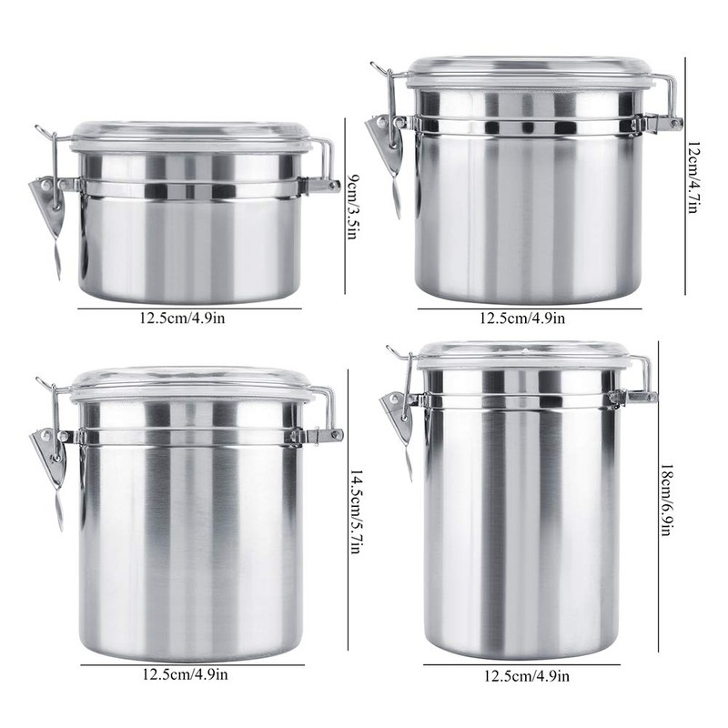 Airtight Canisters Stainless Steel Storage Container for Coffee and Food,