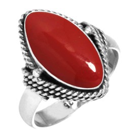Jeweloporium 925 Sterling Silver Ring for Women Size N Red Stone Gemstone Costume Silver Ring New Year Gift Vintage Jewelry