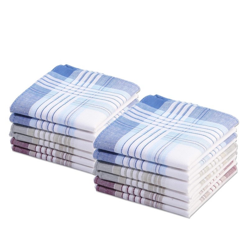 JukLoos Pack of 12 handkerchiefs men's handkerchiefs, Style 1