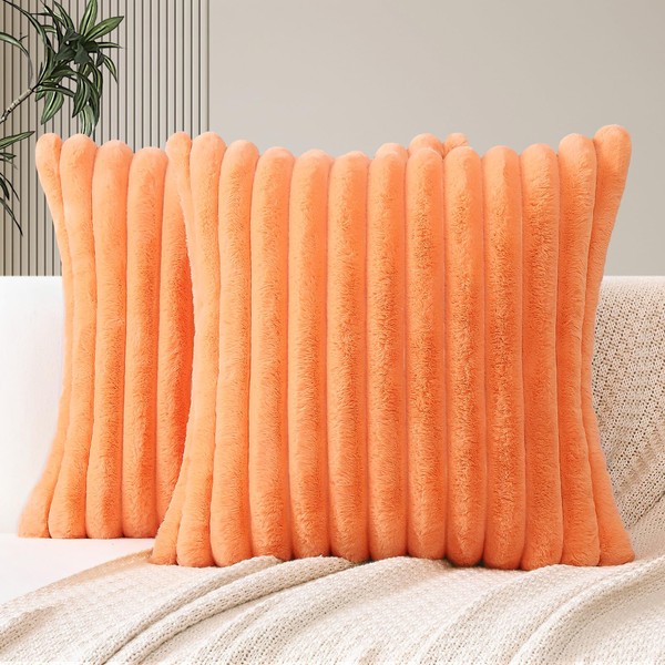 JOTOM Set of 2 Double-Sided Faux Fur Plush Cushion Covers