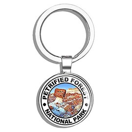 HJ Media Round Petrified Forest National Park (rv Travel) Metal Round Metal Key Chain Keychain Ring