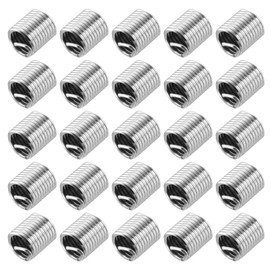 sourcing map 50pcs Wire Thread Inserts M8 x 1.25 2D(16mm) Metric 304 Stainless Steel Helical Type Coiled Thread Repair Kit Wire Screw Threaded Sleeve Sheath for Mechanical Equipment
