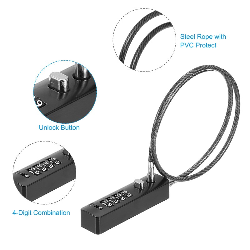 PATIKIL Cable Lock with Combination, 2 Pack 4 Digit Combination