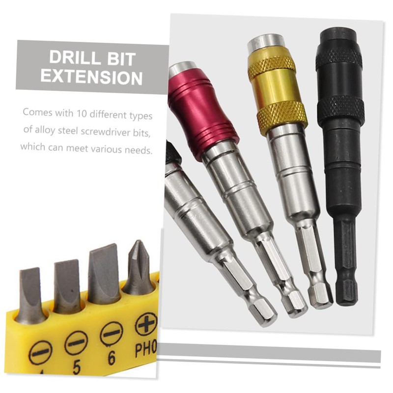KONTONTY Magnetic Pivot Bit Holder Driver Flexible Screwdriver Extension 10pc