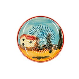 Kaladia Ceramic Grating Plate/Ceramic Slicer, Ideal for Ginger, Parmesan, etc., Design: Country House, Diameter: 12 cm, Handmade and Hand-Painted in Spain