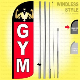 GYM - Windless Swooper Flag Kit 15' Tall Feather Banner Sign  rq-h