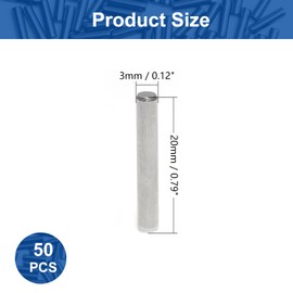 MroMax 50Pcs Dowel Pin, M3 x 20mm 304 Stainless Steel Cylindrical Dowel Pins, Shelf Support Pegs for Metal Devices, Furniture Installation and Wood Bunk Bed