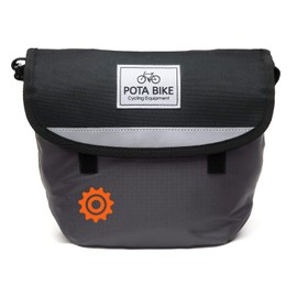 POTA BIKE(ポタバイク) Simple Front Bag for Mini Velo Black/Grey (Lining color: Grey)