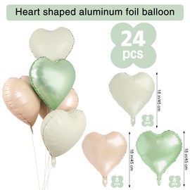 Heart Foil Balloons, Pack of 24, Heart Balloons Wedding, Heart Helium Balloons, Colourful, 3