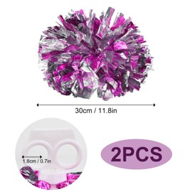 Pack of 2 Cheerleader Pompoms Hand Flowers Metallic Cheerleading Pom Poms, Metal Foil Cheerleading Pom Poms, Plastic Cheerleader Pom Poms for Cheerleading Games Sports Competition Dance
