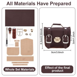 FREEBLOSS 4 Set Small PU Leather Bag Making Kit Leather Purse Kit Leather Working Kit for Wallet Leather Crafting Kit Leather Wallet Kits to Build for Men Women 6.3x9x3cm